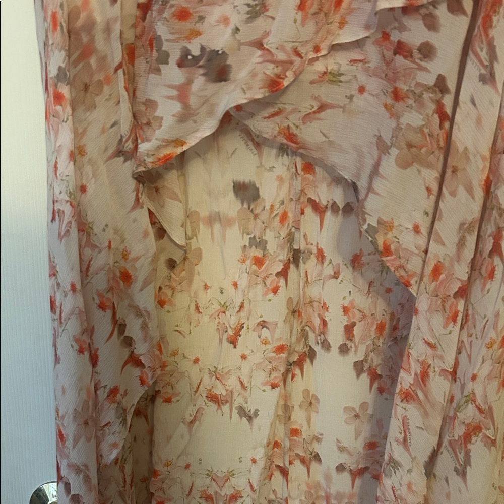 All Saints High Low Floral Skirt - Pink and Orange - Picture 3 of 4